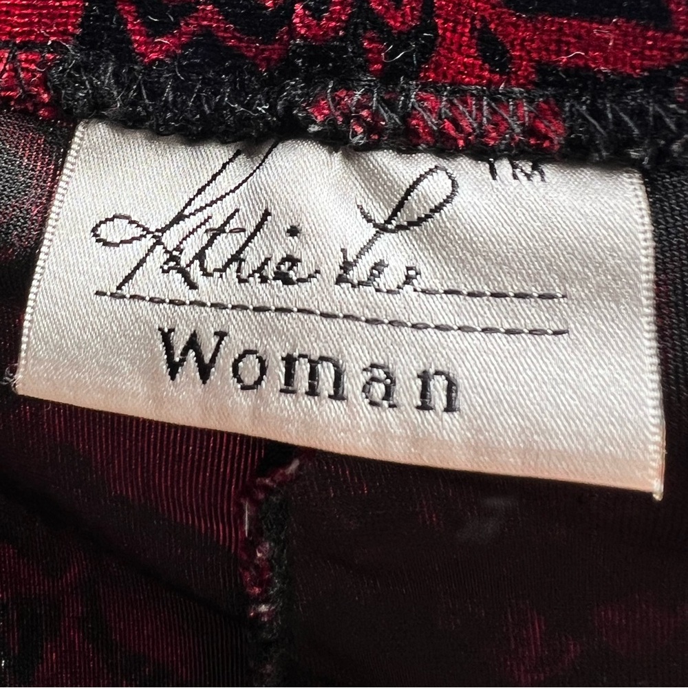 Lithie Lee Woman Black Red Velvet Floral Midi Pencil Skirt 18W - Picture 9 of 10